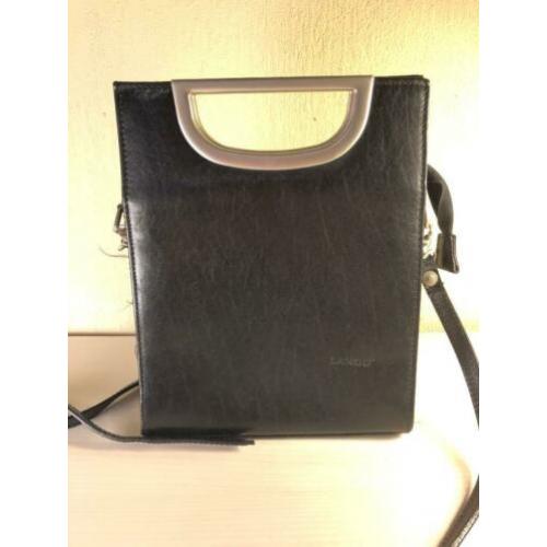 SCA3 Lango Zwarte Leren Tas Rechthoekig Strak Design Metaal