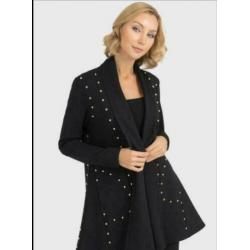 Ribkoff stijlvol lang vest jasje zwart met studs maat M