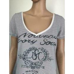 D624 Maison Scotch maat 2=S=36 t-shirt top tuniek wit/grijs