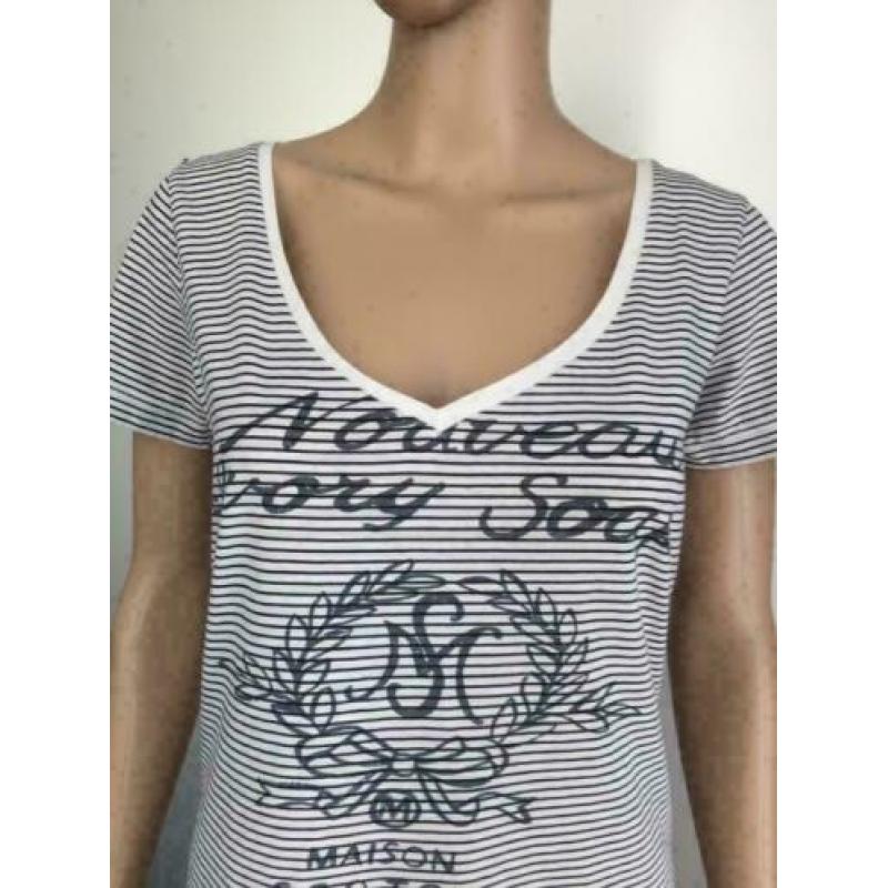 D624 Maison Scotch maat 2=S=36 t-shirt top tuniek wit/grijs