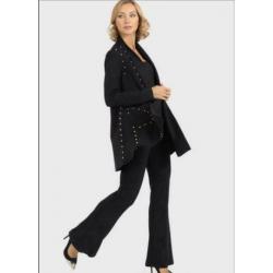 Ribkoff stijlvol lang vest jasje zwart met studs maat M