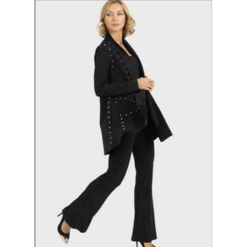 Ribkoff stijlvol lang vest jasje zwart met studs maat M