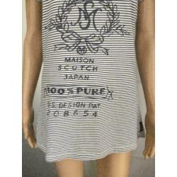 D624 Maison Scotch maat 2=S=36 t-shirt top tuniek wit/grijs