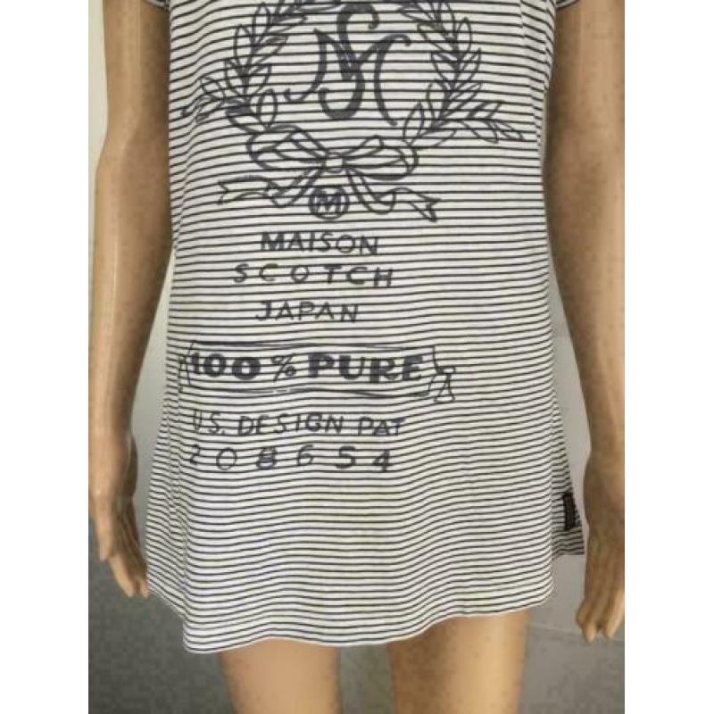 D624 Maison Scotch maat 2=S=36 t-shirt top tuniek wit/grijs