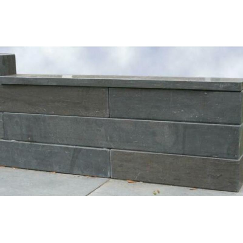 hardsteen vijverrand Spotted Blue 100x12x3 cm gezoet / facet