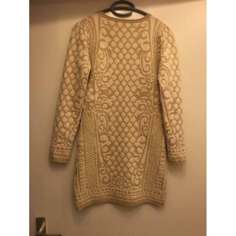 zara warme lange maxi trui tuniek jurk beige goud s 36 zgan