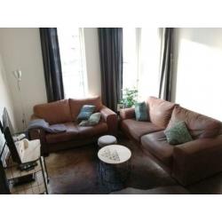 Bank Bruin Leer 2x 2,5 zits