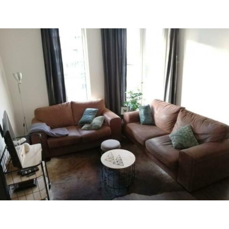 Bank Bruin Leer 2x 2,5 zits
