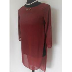 Made in Italy - prachtig donkerrode gevoerde tuniek mt 40