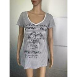 D624 Maison Scotch maat 2=S=36 t-shirt top tuniek wit/grijs