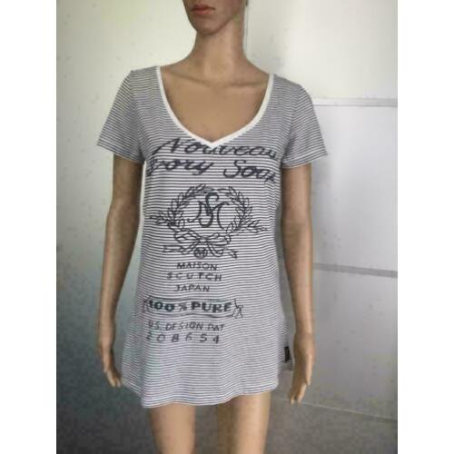 D624 Maison Scotch maat 2=S=36 t-shirt top tuniek wit/grijs