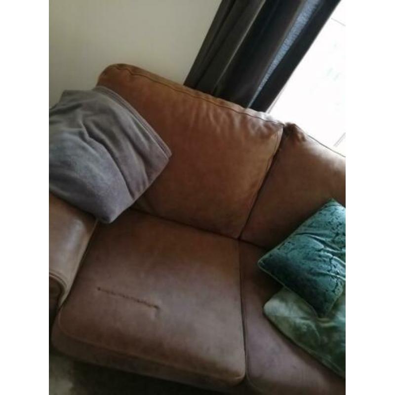 Bank Bruin Leer 2x 2,5 zits