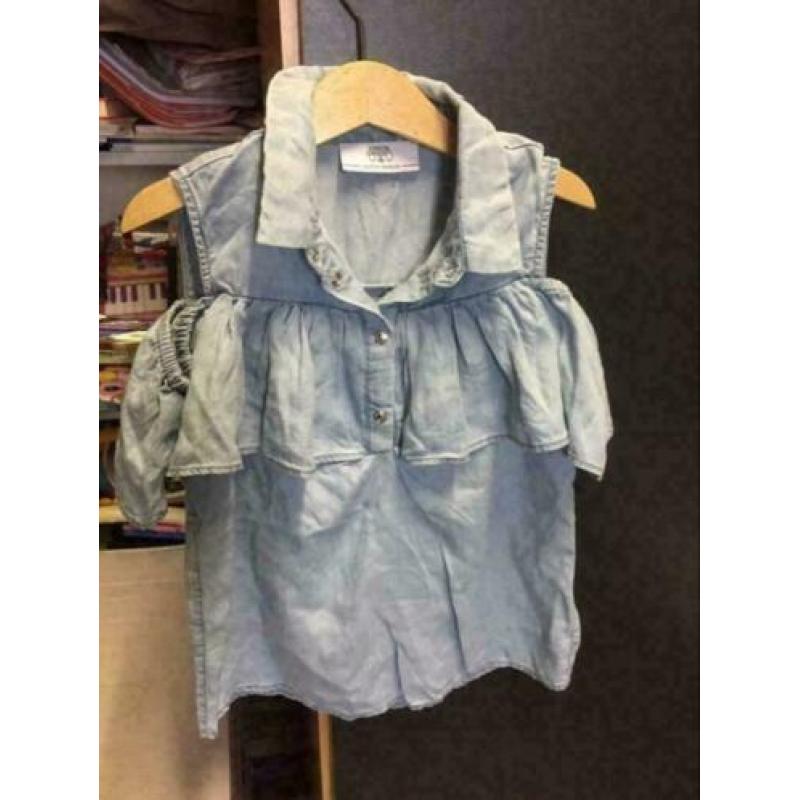 Zacht denim blouse, maat: 110/116