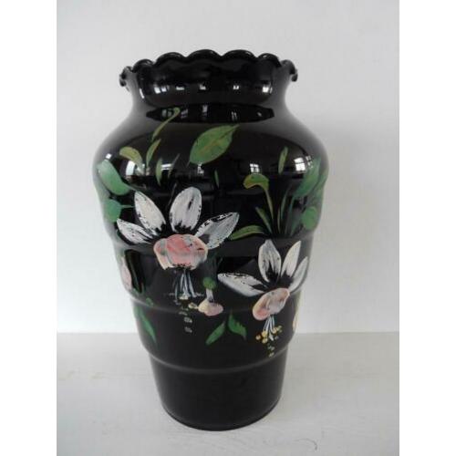Booms glas art deco vaas fuchsia hoogte 32 cm