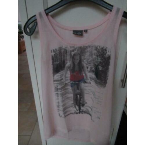 City Life roze top met leuke print maat S