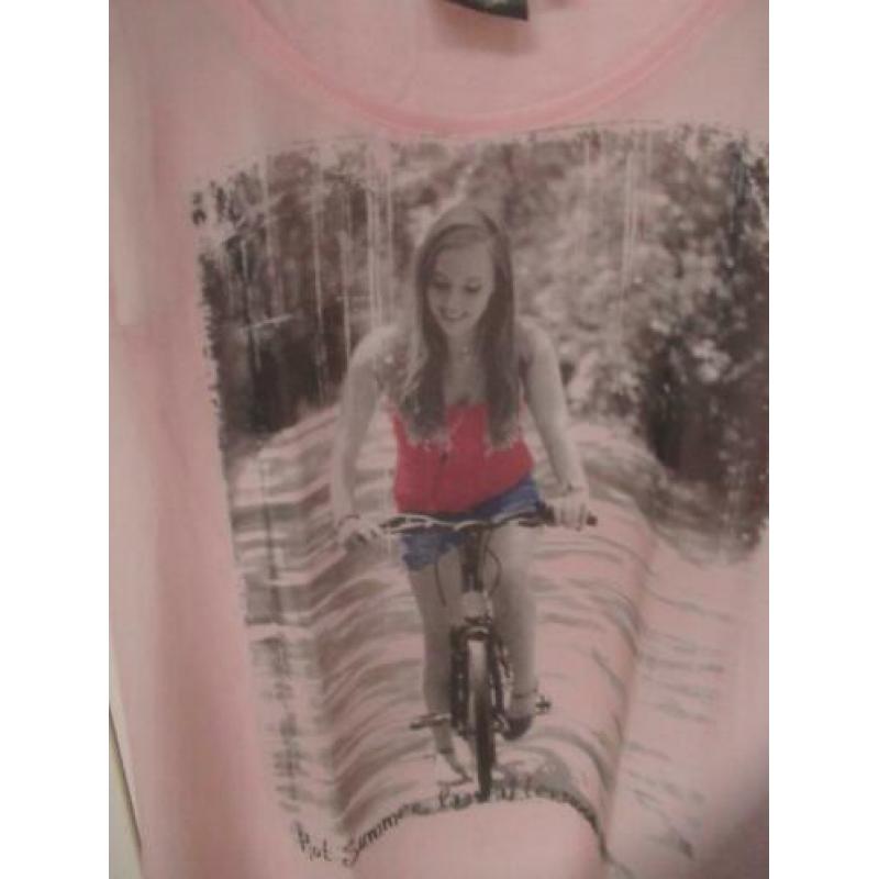 City Life roze top met leuke print maat S