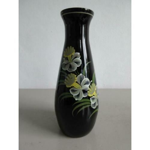 Booms art deco vaas antiek zwart narcissen hoogte 25,5 cm.