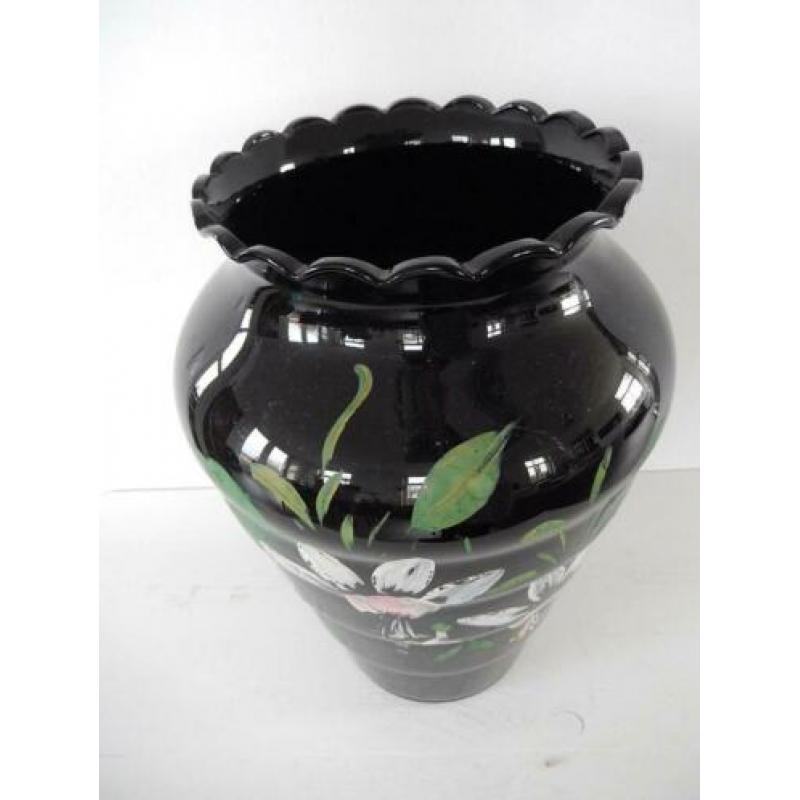 Booms glas art deco vaas fuchsia hoogte 32 cm