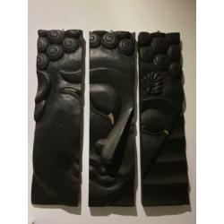 Thaise buddah houtsnijwerk drie-luik