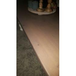 Nette landelijke brocante grenen salontafel wit vergrijsd