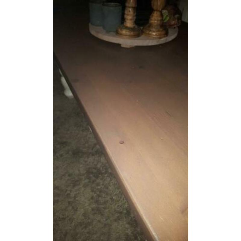 Nette landelijke brocante grenen salontafel wit vergrijsd