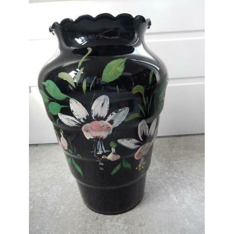 Booms glas art deco vaas fuchsia hoogte 32 cm