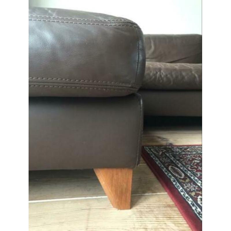 Leren hoekbank bankstel bruin leer