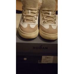 Hogan sneakers wit met beige leer