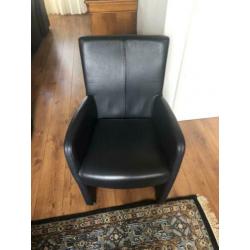 6 prachtige blauwen leren eetkamer stoelen