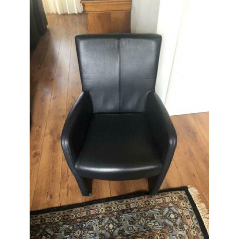 6 prachtige blauwen leren eetkamer stoelen