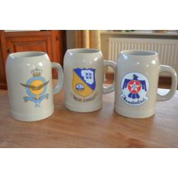 3 bierpullen met logo luchtvaart