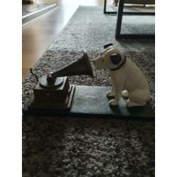 His Master's voice gietijzeren beeldje. Nipper. Vintage.