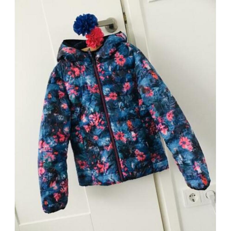 Jas zomer roze/blauw print reversible 140
