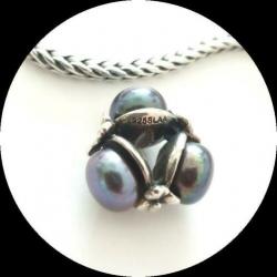 Trollbeads Drievoudige Parel Zwart TAGBE-00095 /zilver bedel