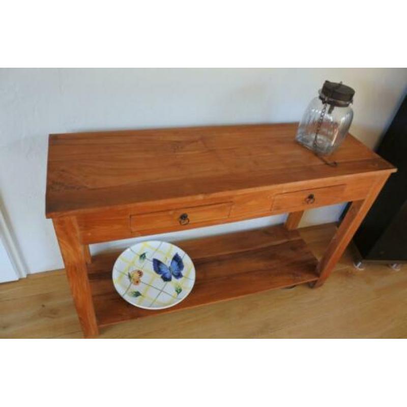 Sidetable side tabel / 2 ladekast teak - platenkast
