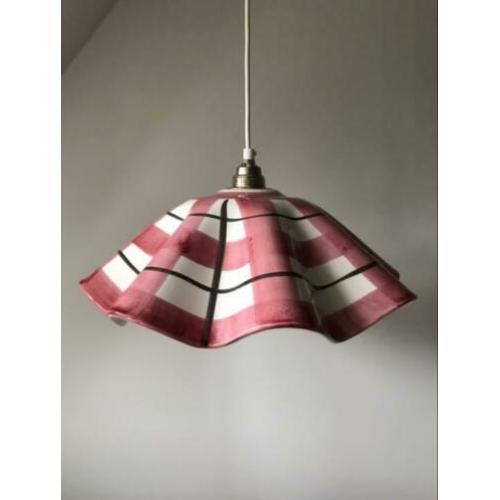 Spaanse roze wit oude porselein keramiek steen kap hanglamp