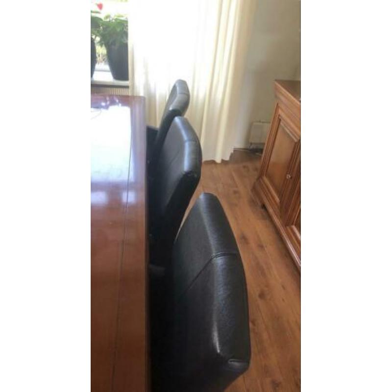 6 prachtige blauwen leren eetkamer stoelen