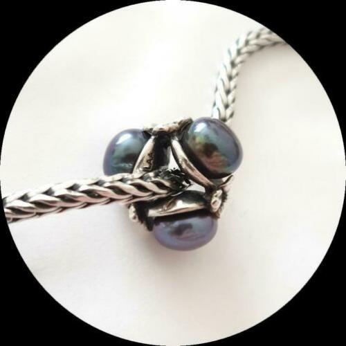 Trollbeads Drievoudige Parel Zwart TAGBE-00095 /zilver bedel