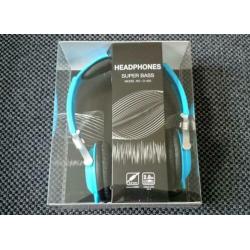Super Bass Hoofdtelefoon Koptelefoon blauw Nieuw in doos