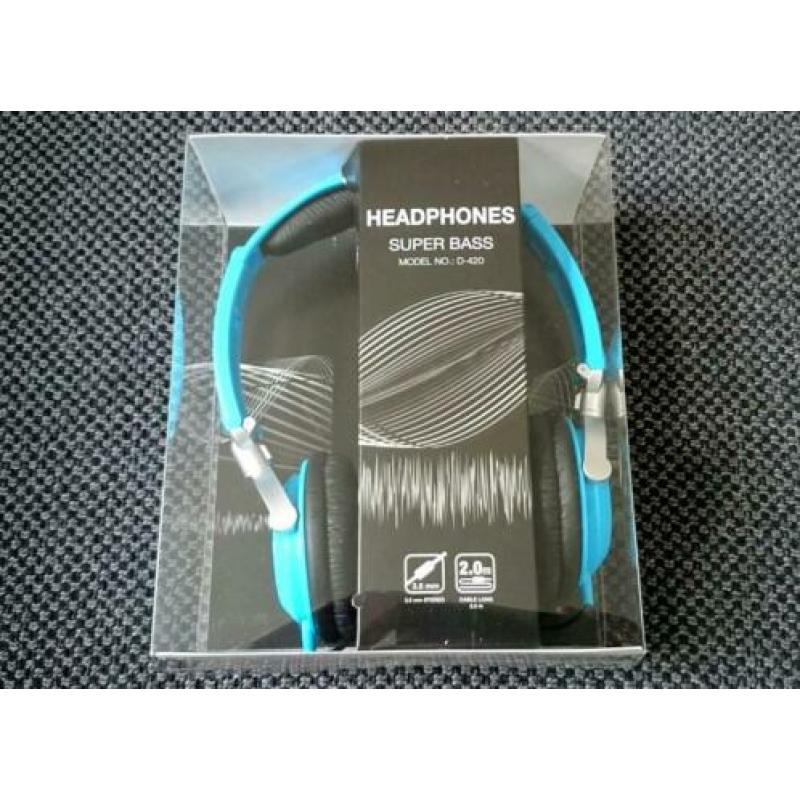 Super Bass Hoofdtelefoon Koptelefoon blauw Nieuw in doos