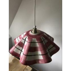 Spaanse roze wit oude porselein keramiek steen kap hanglamp