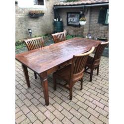 Eetkamer tafel 200x90 + 4 stoelen