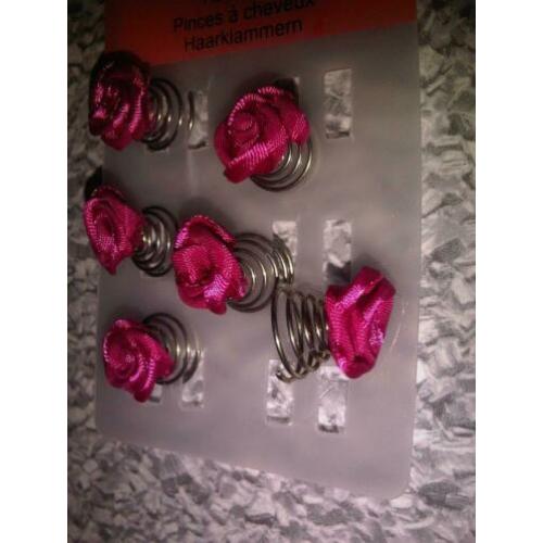 Set 6x curli's Satijnen roos rose roze - Curly curlies