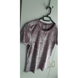 Nieuw Roze Fluweelachtig Shirt LIZ DEVY Maat S InclVerzenden
