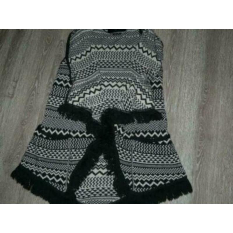 prachtig zwart noorse print bolero vest River Island S 36 38