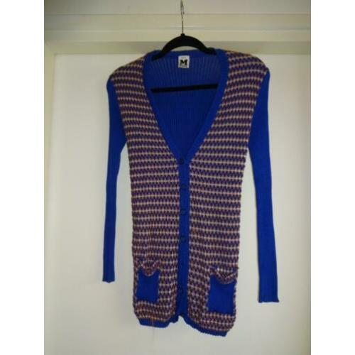 D4A Missoni vest kobalt blauw met oranje mooie voorkant 38