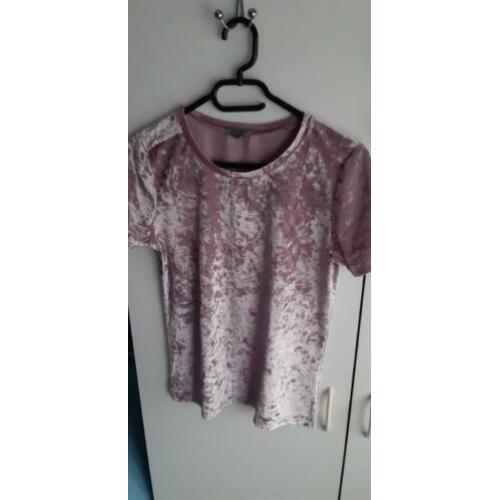 Nieuw Roze Fluweelachtig Shirt LIZ DEVY Maat S InclVerzenden