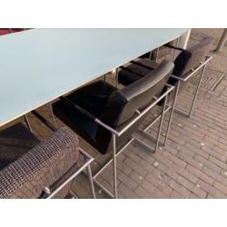 Prachtige Harvink Dash Eetkamerstoelen Stof Leer Zwart Grijs