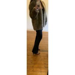 Oversized grijs bruine vintage fake fur jas SALE