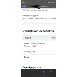 Tickets te koop. Dutch gp zandvoort